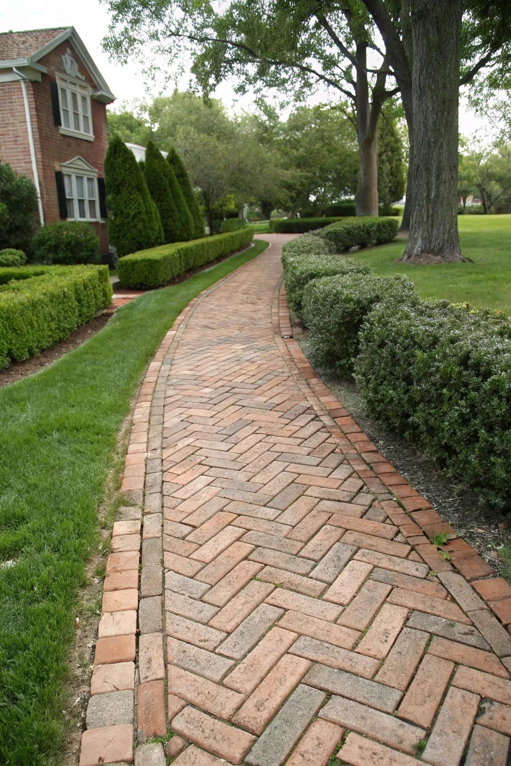Ageless appeal with a herringbone brick arrangement.