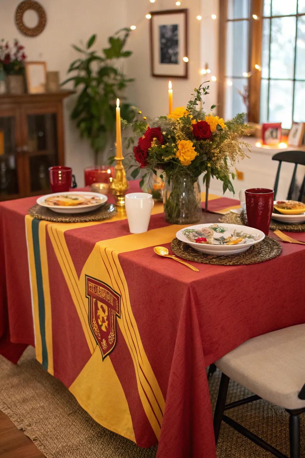 A table decorated with school colors immediately creates a festive atmosphere.
