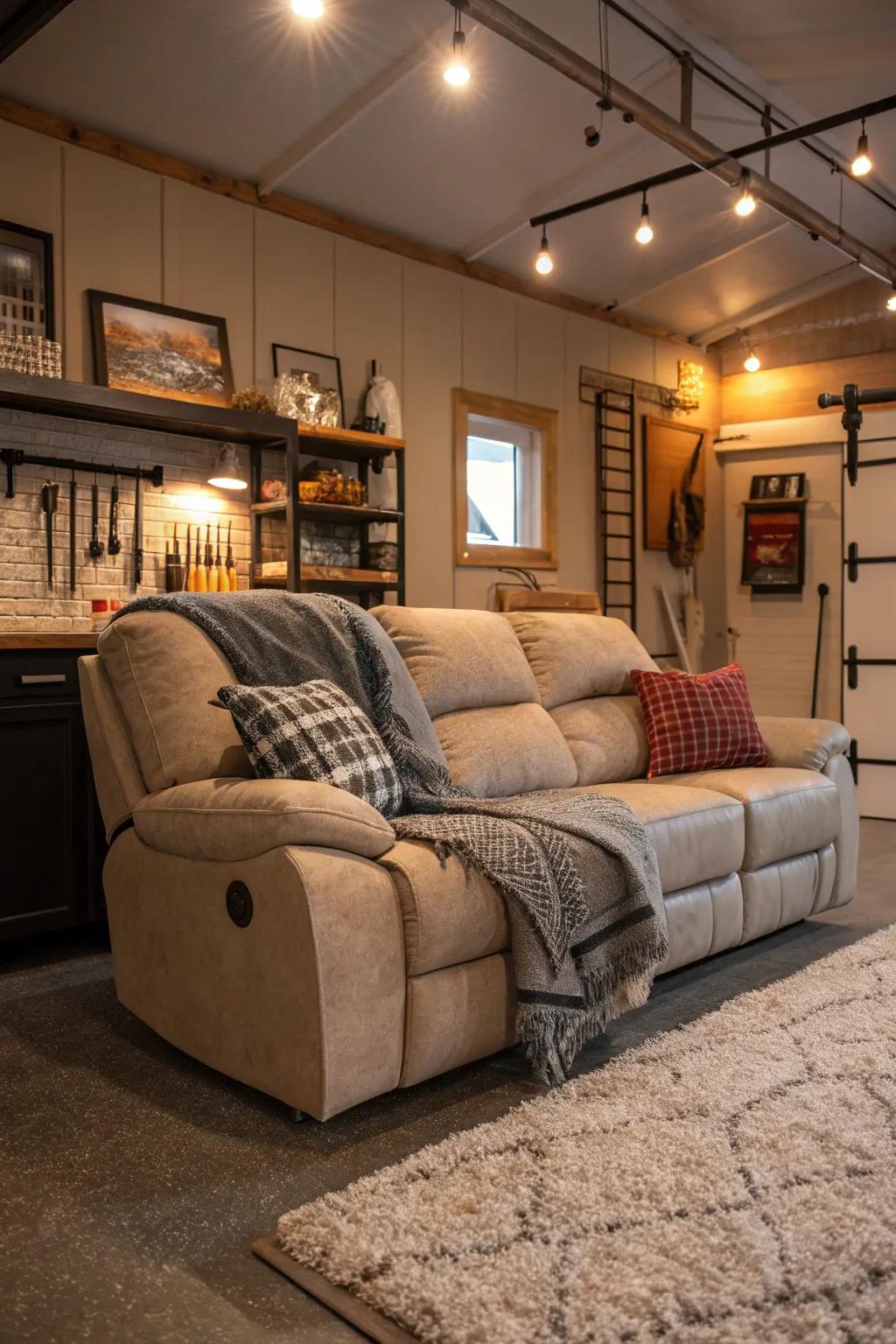 A cozy nook perfect for unwinding and relaxing in your man cave.