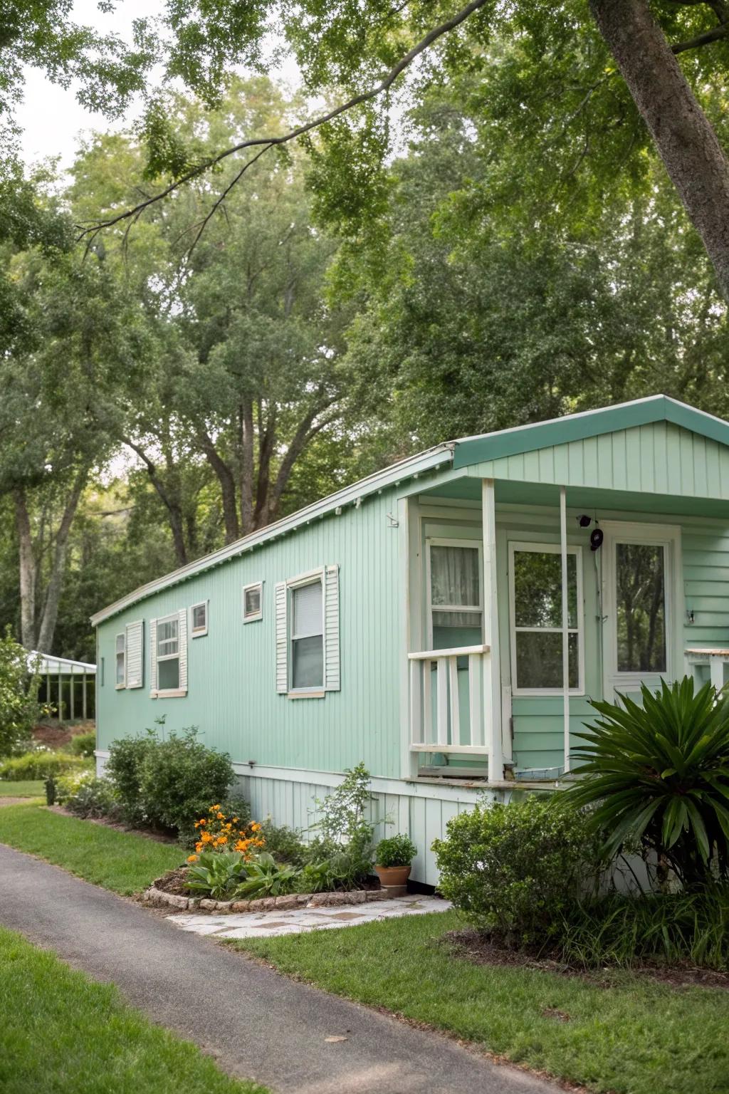 Delicate pastels breathe fresh air into your mobile home's appearance, offering a revitalizing and attractive look.