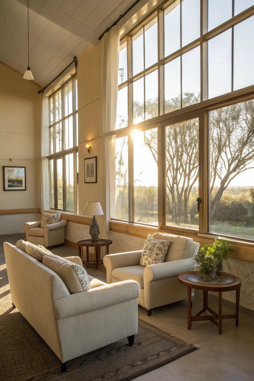 A sun-drenched sitting area radiating warmth and joy.