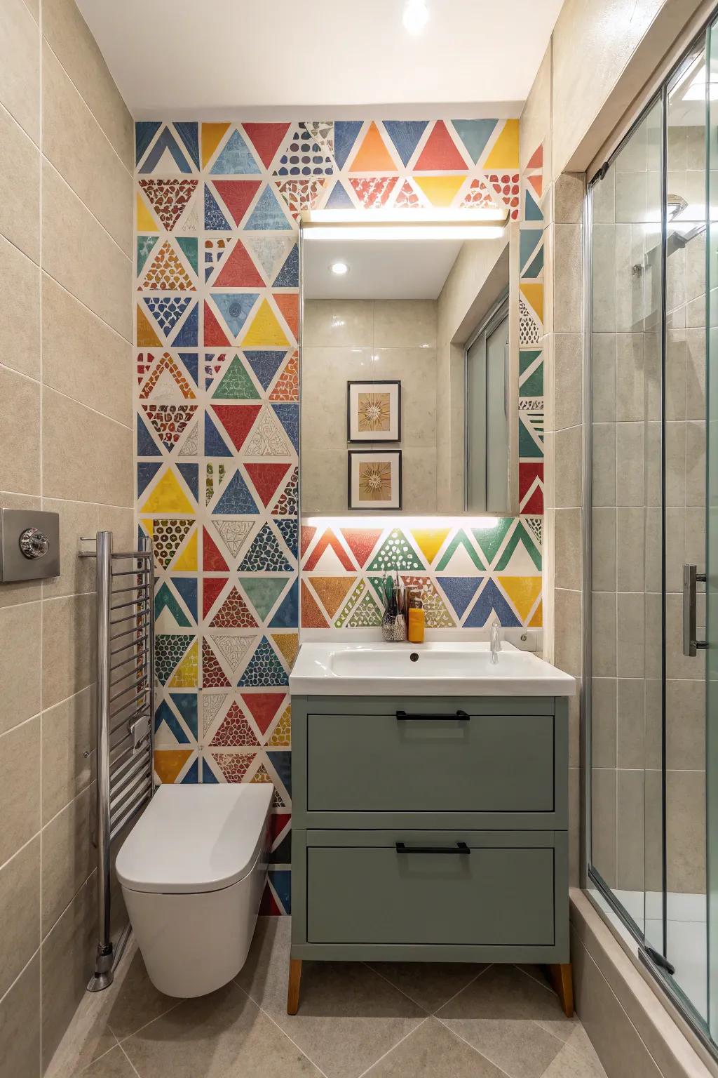 Vibrant mosaic tiles bring color and interest to confined areas.