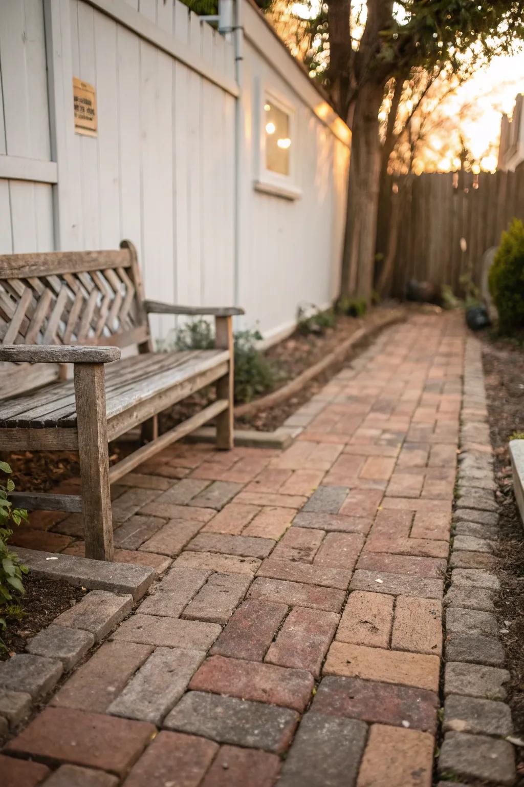 Repurposed bricks bring a rustic charm to smaller patios.