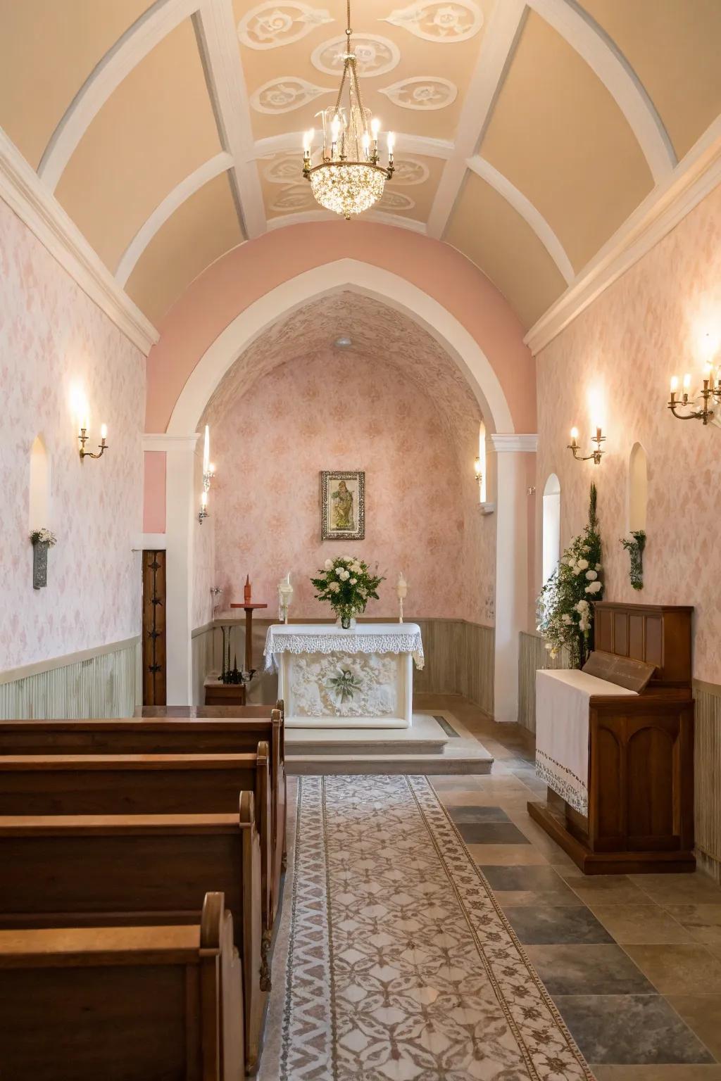 A calming color scheme with a striking accent wall, offering a welcoming initial impression.