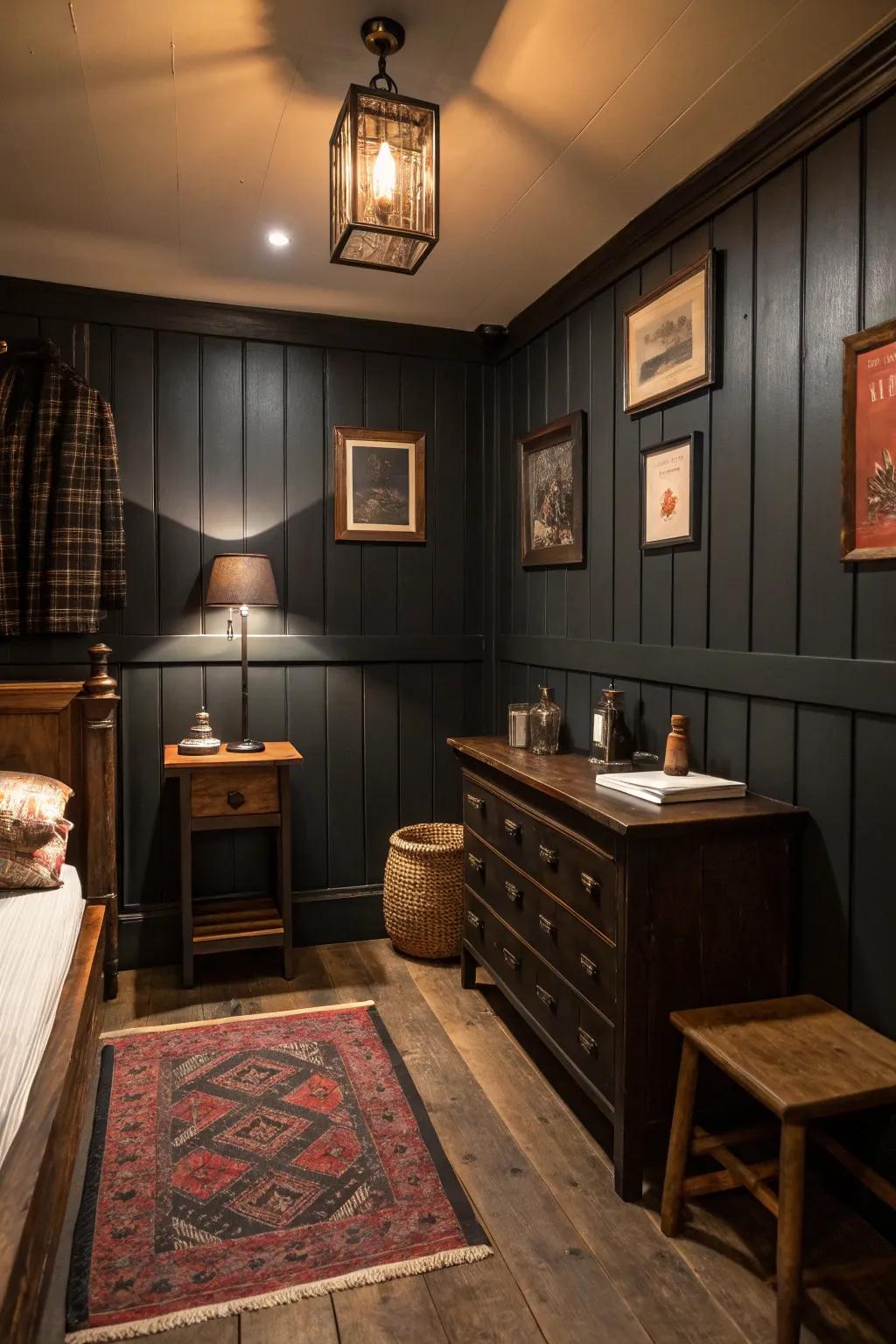 Deep tones create a warm and classy atmosphere in this small cigar room.