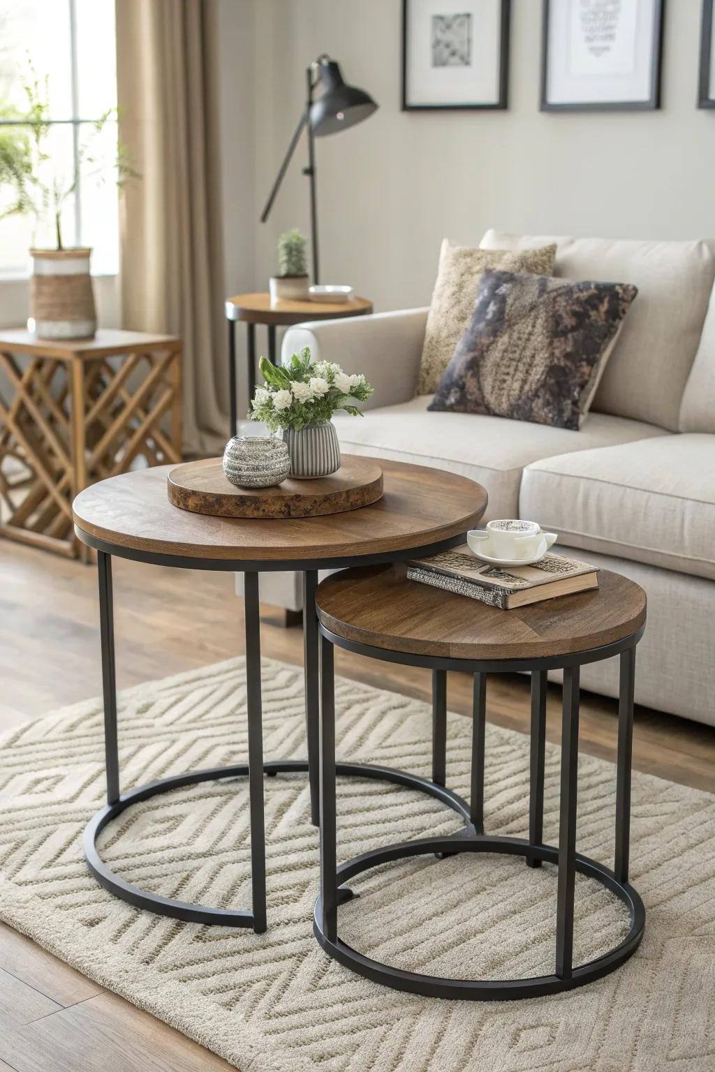 Nesting tables are versatile and stylish, perfect for compact living spaces.