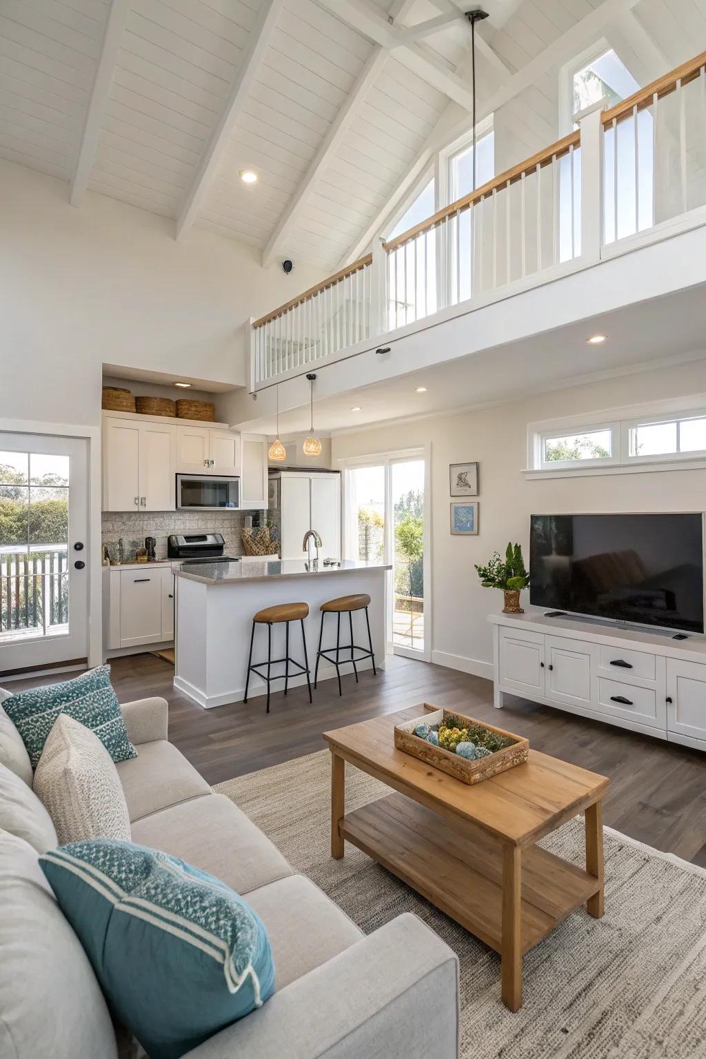 An open design can give even the coziest homes an airy feel.