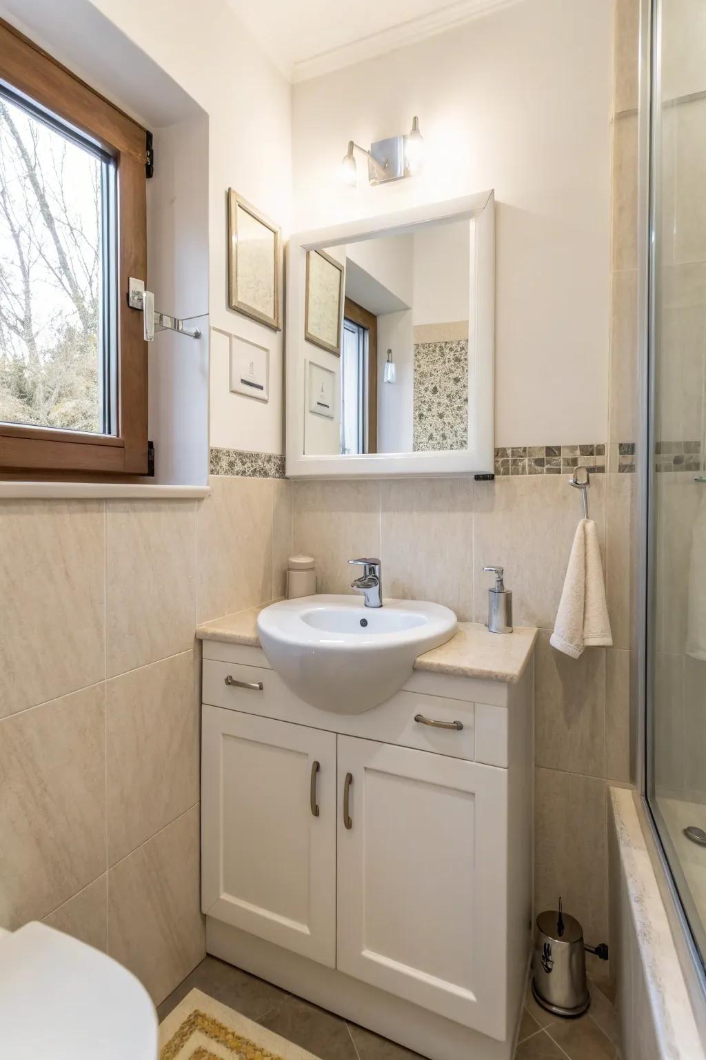 A corner sink is a brilliant way to save space in a small bathroom.