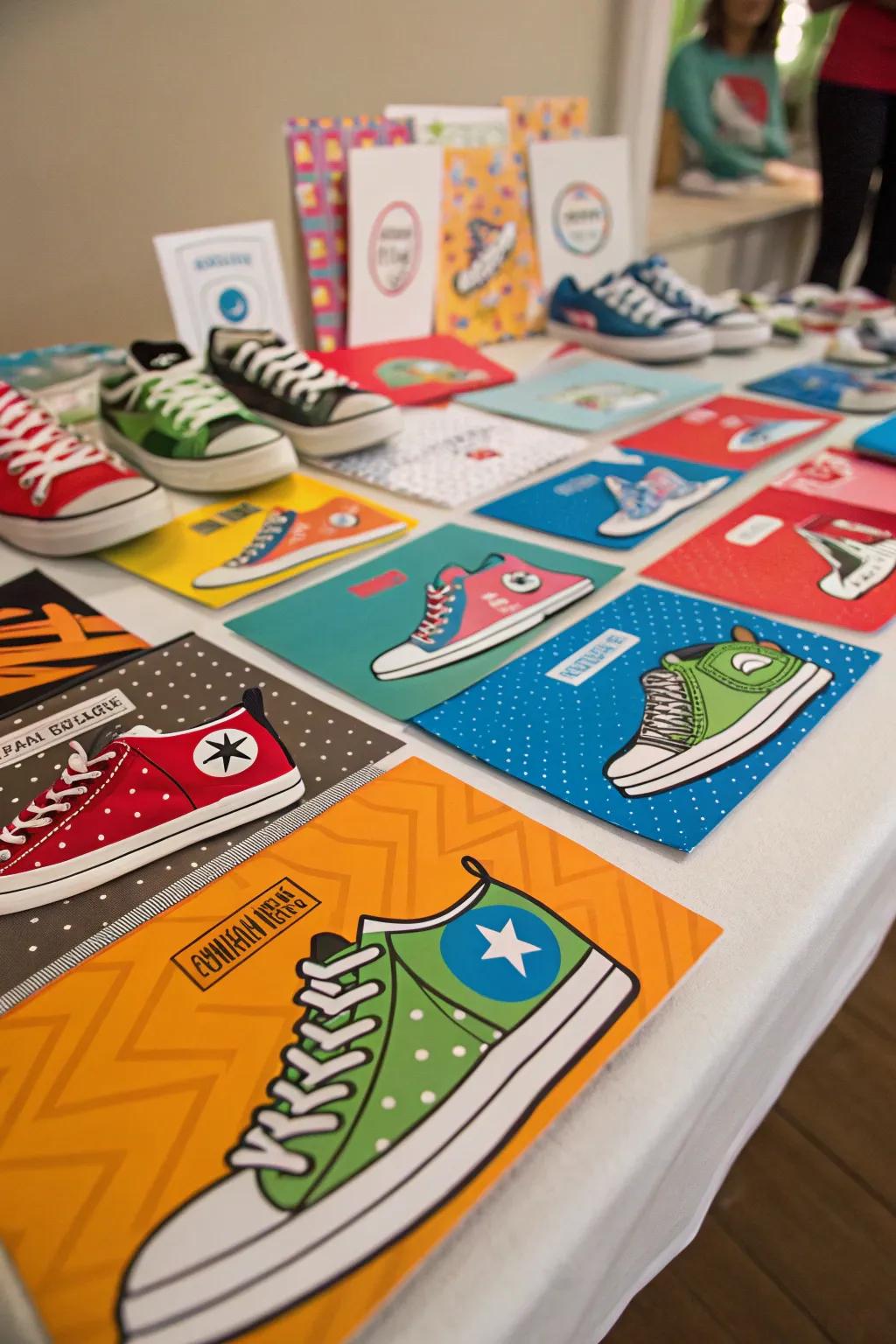 Imaginative sneaker-themed invitations to define the party's character.