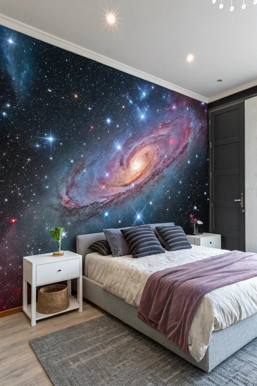 Let a cosmic scene decal transport your room among the stars.