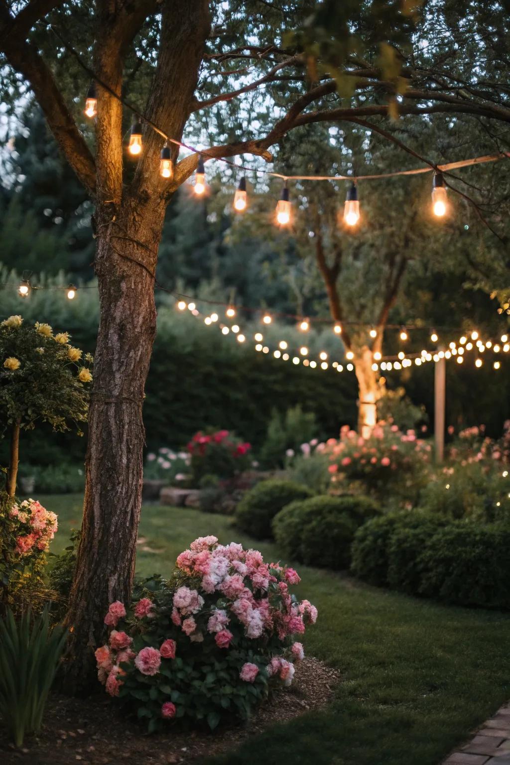 Let twinkling lights turn your garden into a magical glowing haven.
