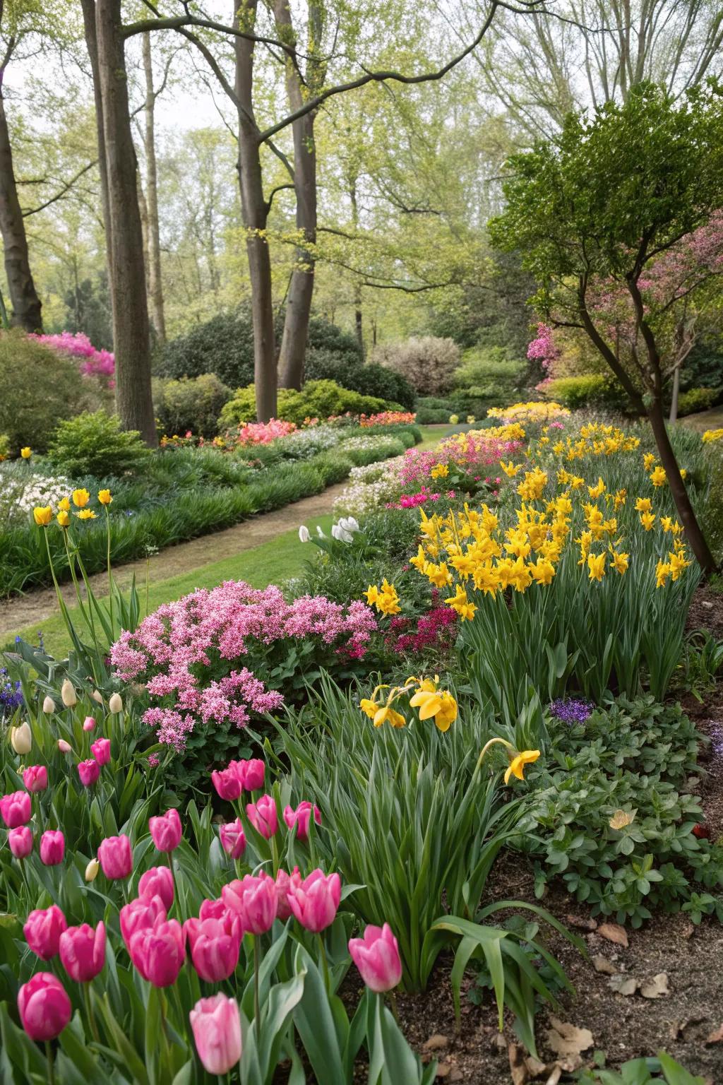 A lively flower patch, brimming with the colors of spring.