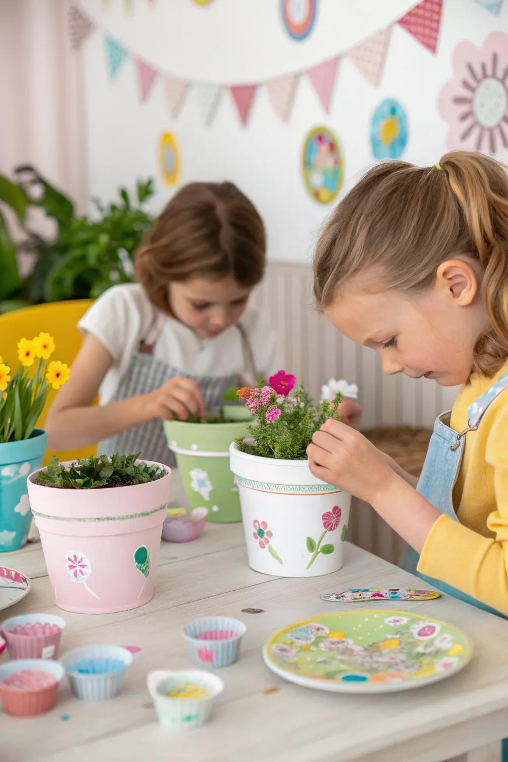Children enjoy a springtime artistic endeavor