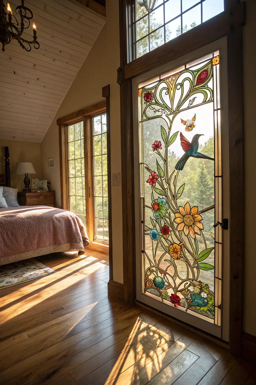 Nature-inspired stained glass infuses your bedroom with the vitality of the natural world.