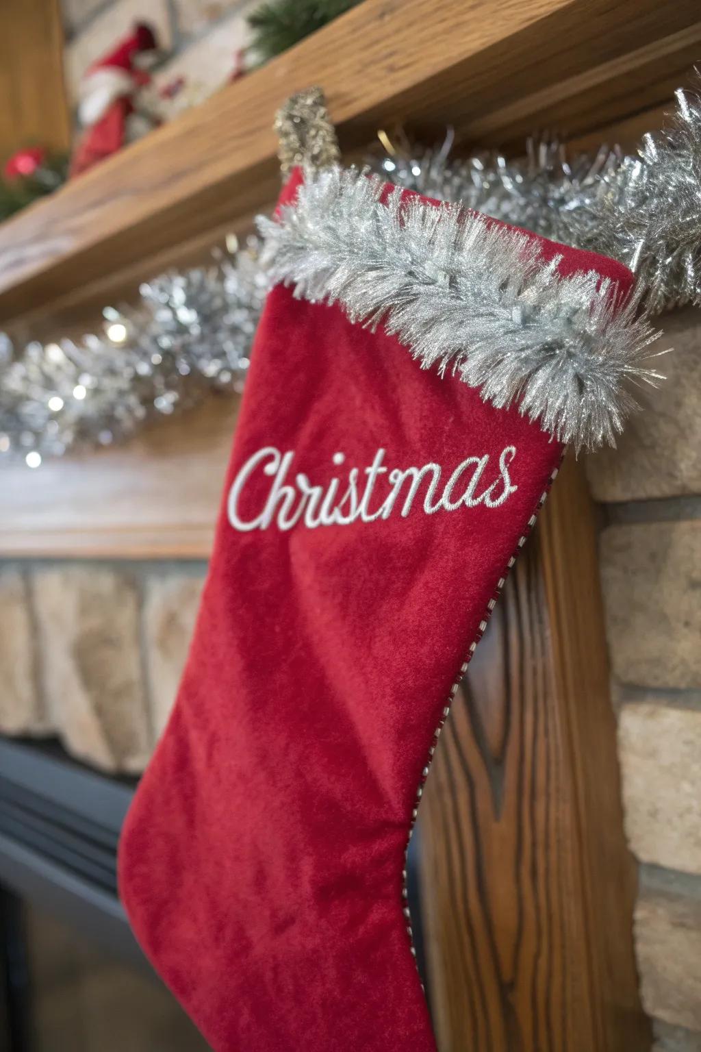 Personalize with names crafted from shimmering tinsel.