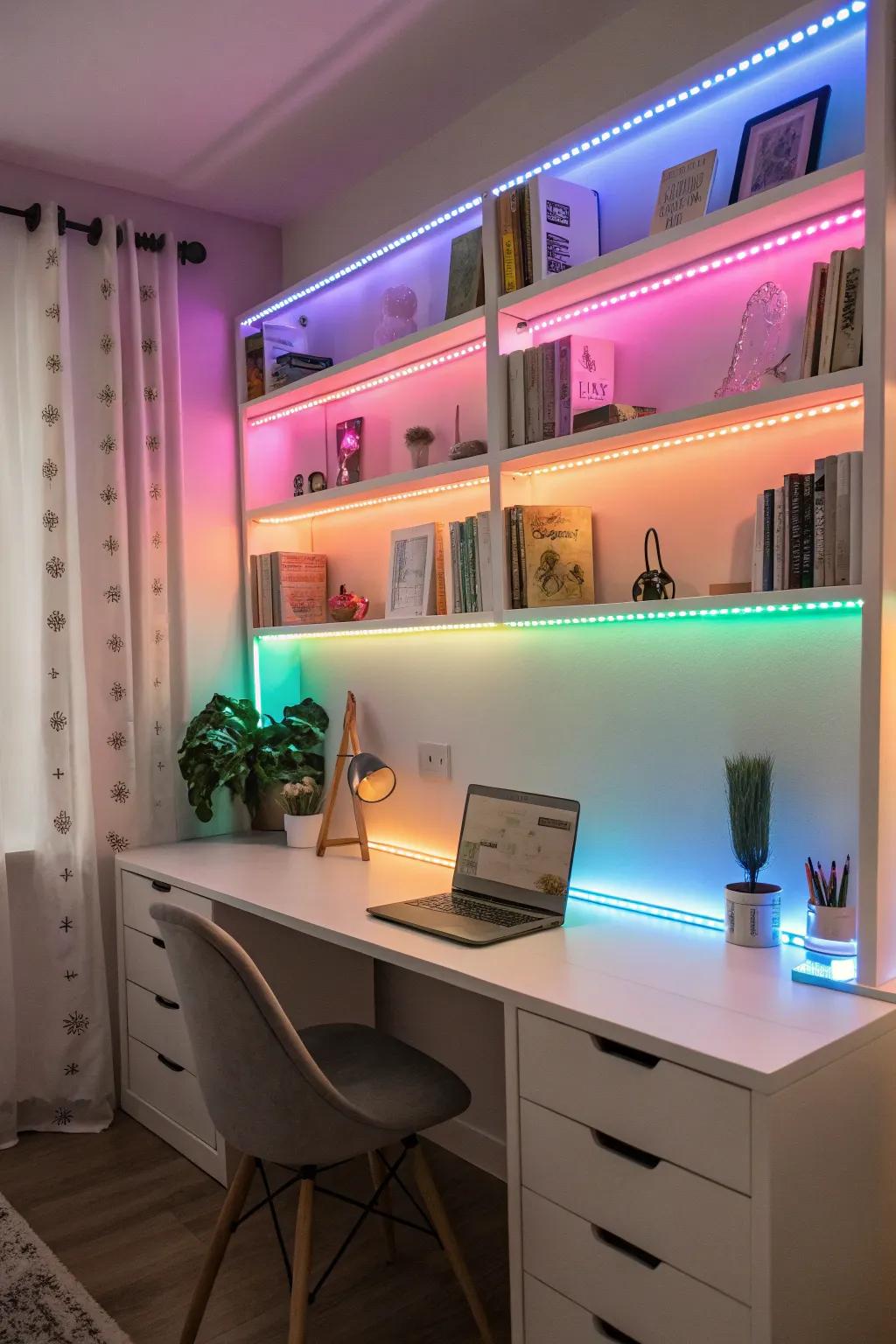 LED lights infuse a room with vibrant energy, perfect for streaming.