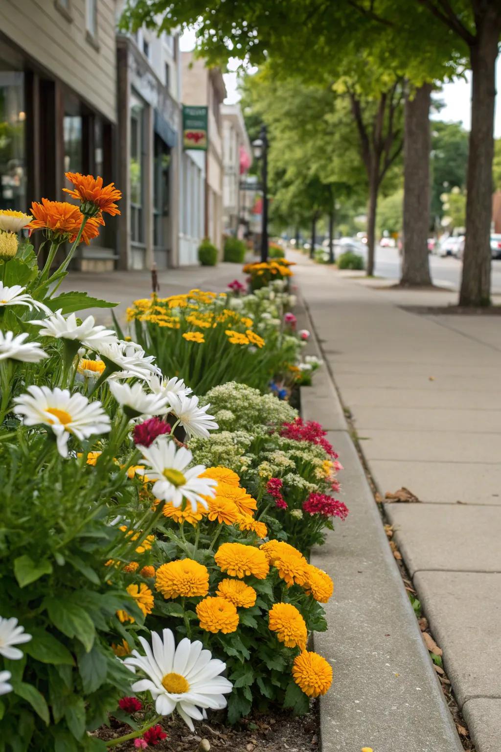 Liven up your sidewalk with colorful flower beds, sure to capture everyone's attention.
