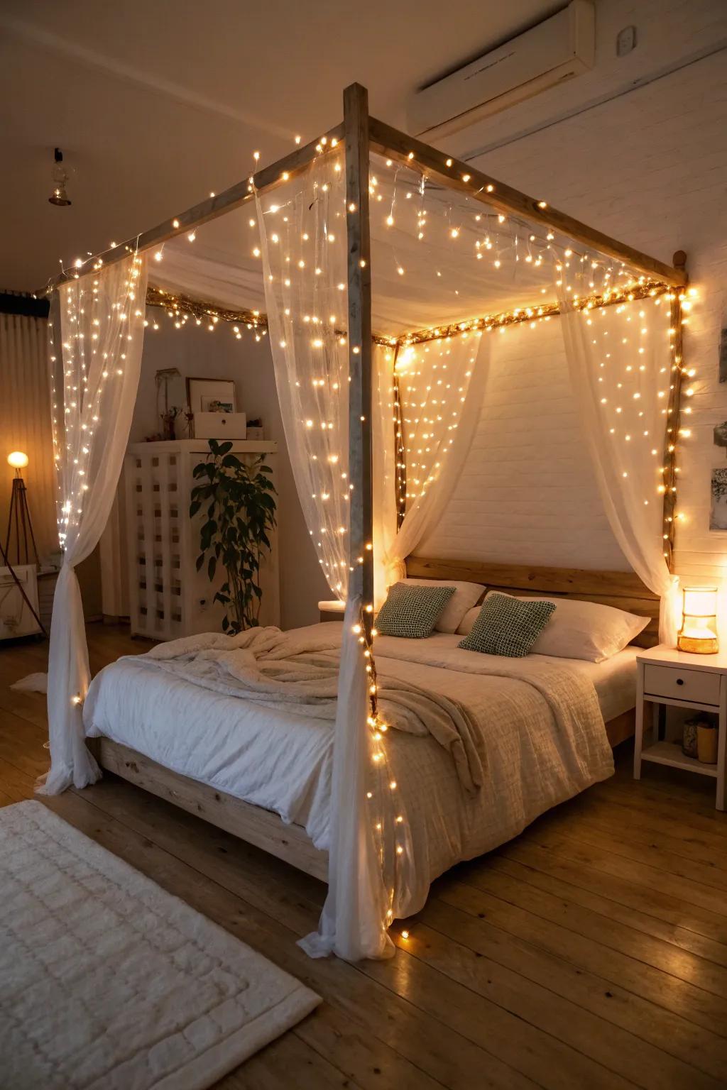 Conjure a magical setting with the soft glow of string lights.