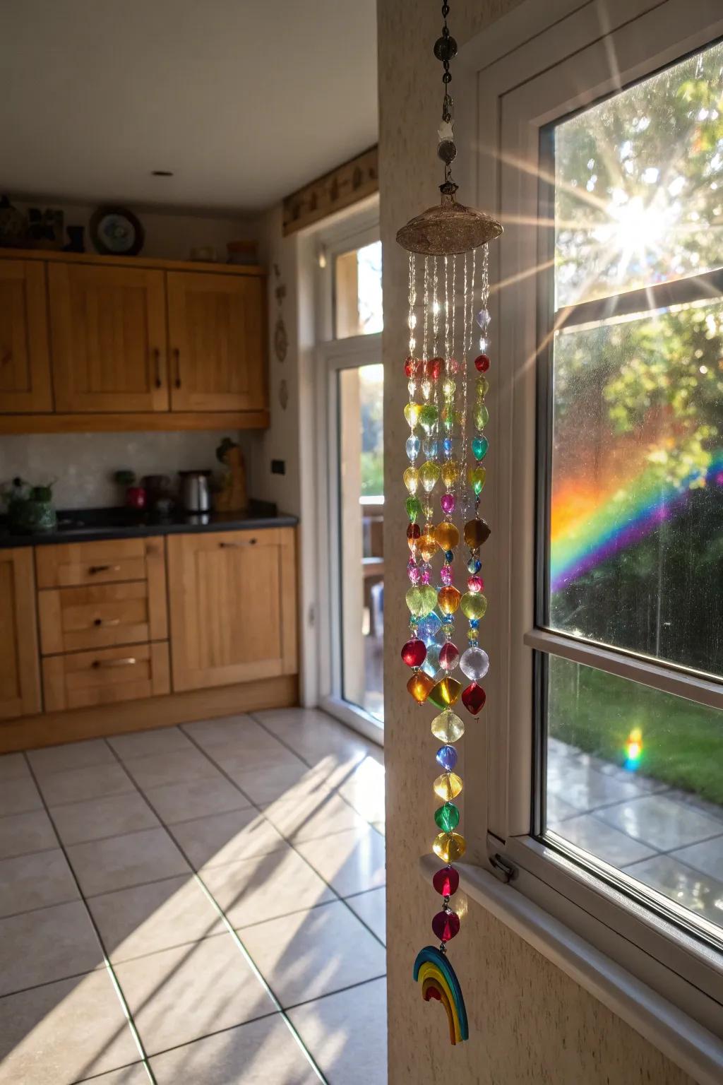 A simple yet stunning beaded prism brightens any kitchen.