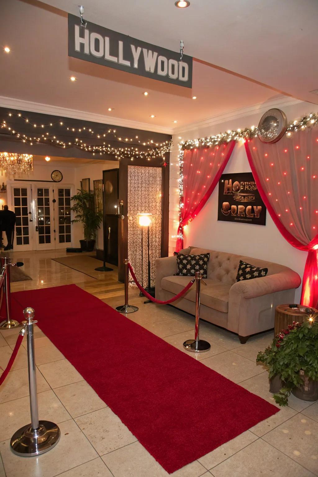 Unroll the red carpet for a glamorous Hollywood-themed Sweet 16 bash.