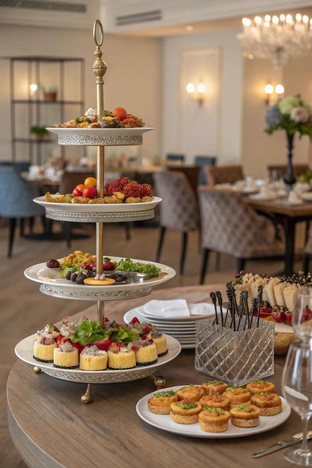 Tiered stands bring a touch of class and practicality to your buffet.
