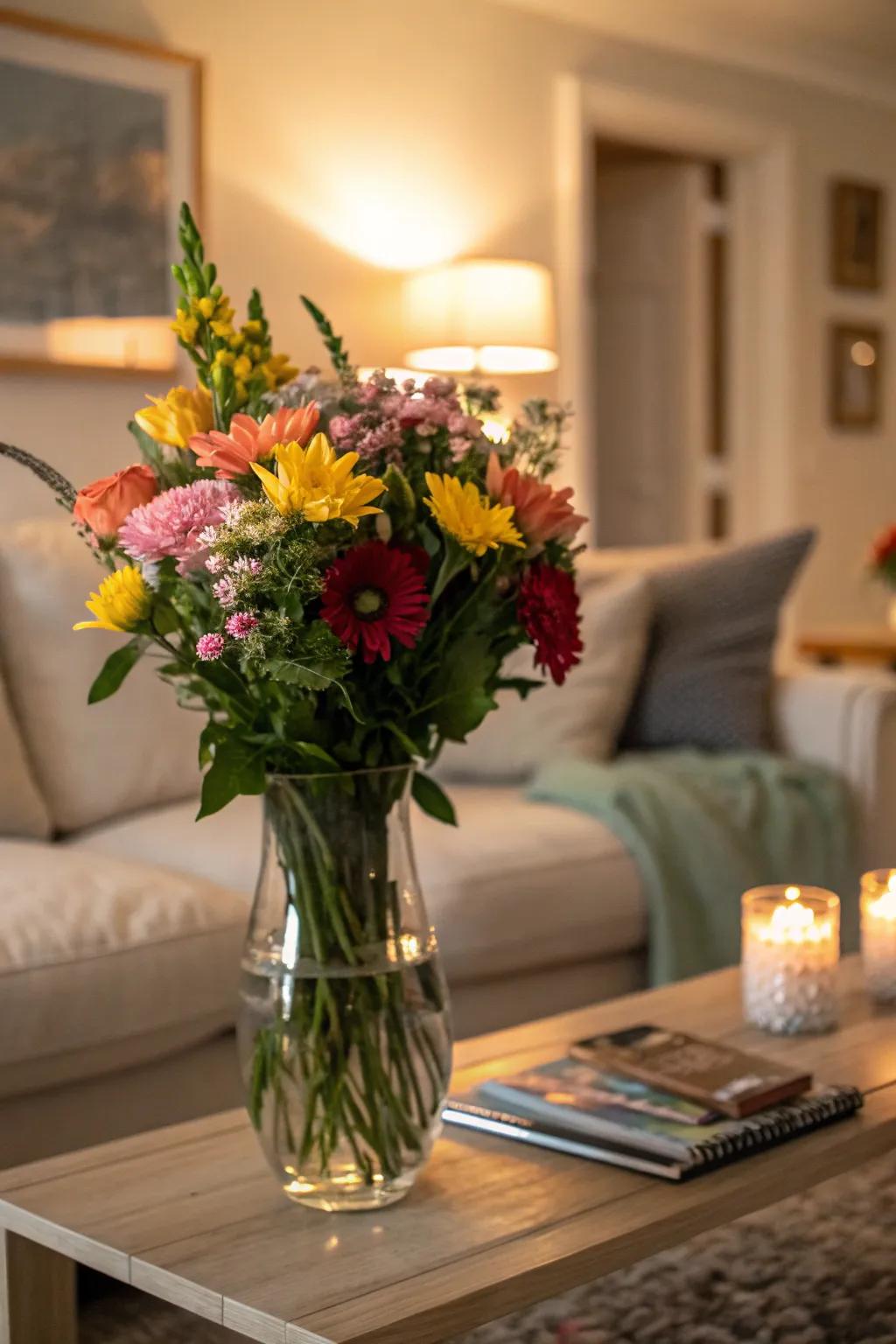 Elevate your area with an uncomplicated, yet sophisticated floral arrangement.