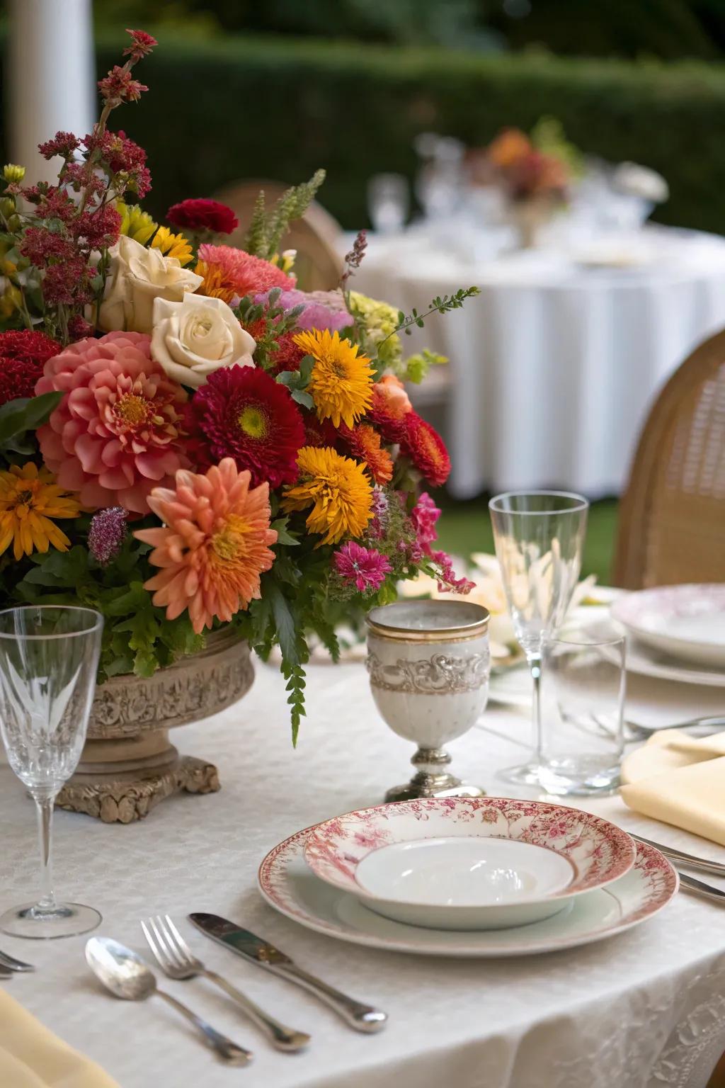 Seasonal blossoms breathe life into your tablescape.