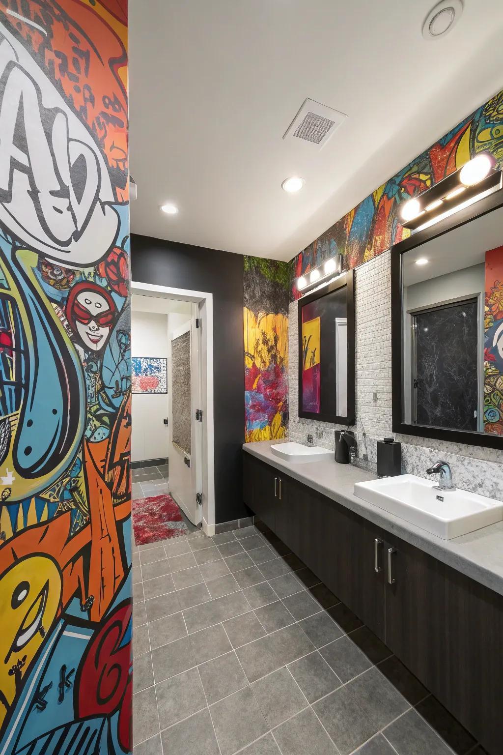 Eye-catching colors and designs can turn a bathroom into a lively space.