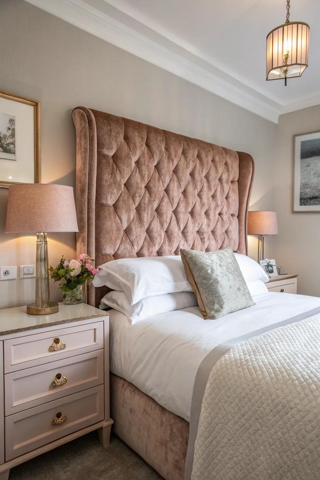 A rose gold bed frame as the room's focal point can revolutionize the space.