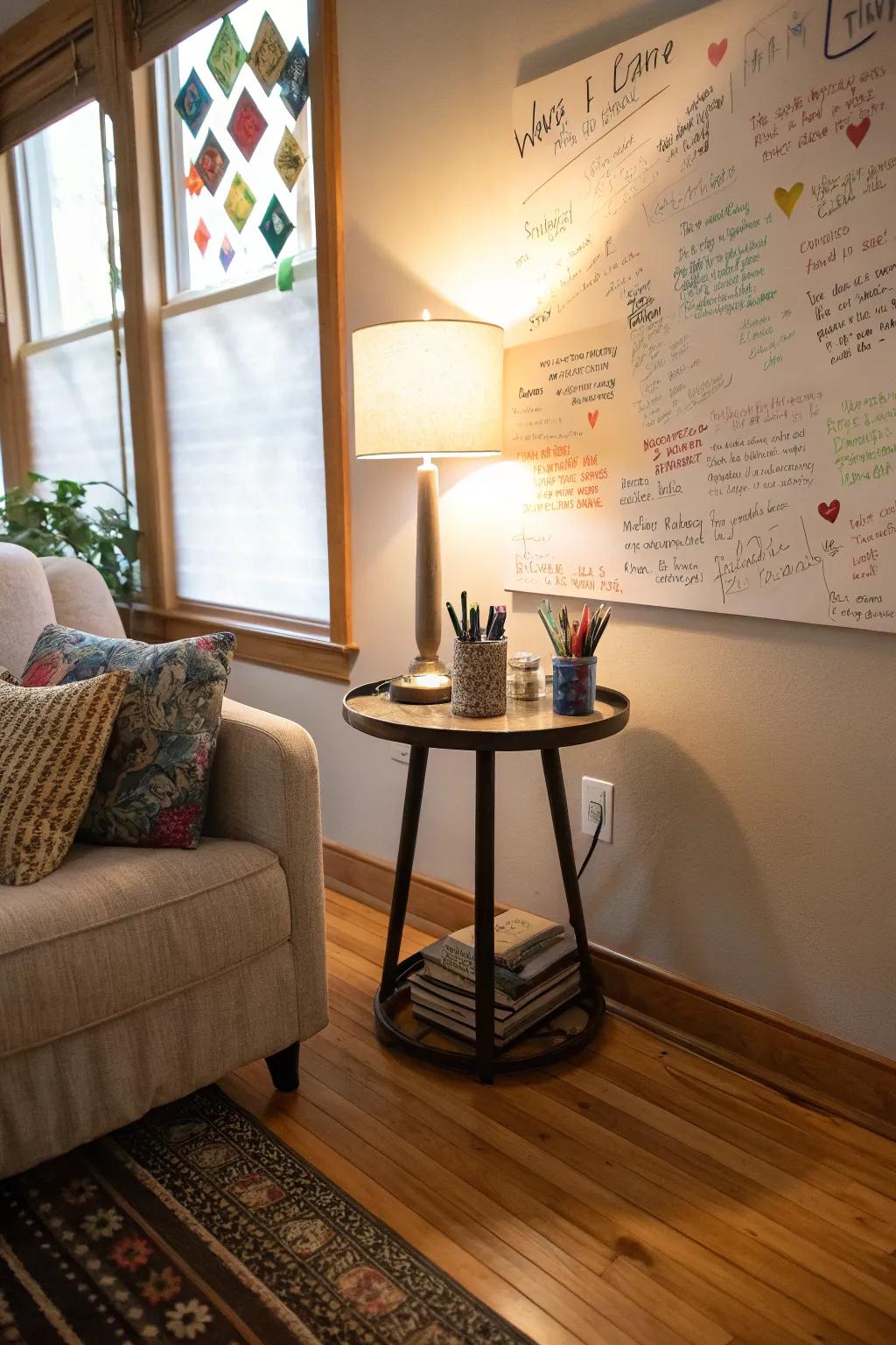A gratitude spot that encourages reflection and sharing.