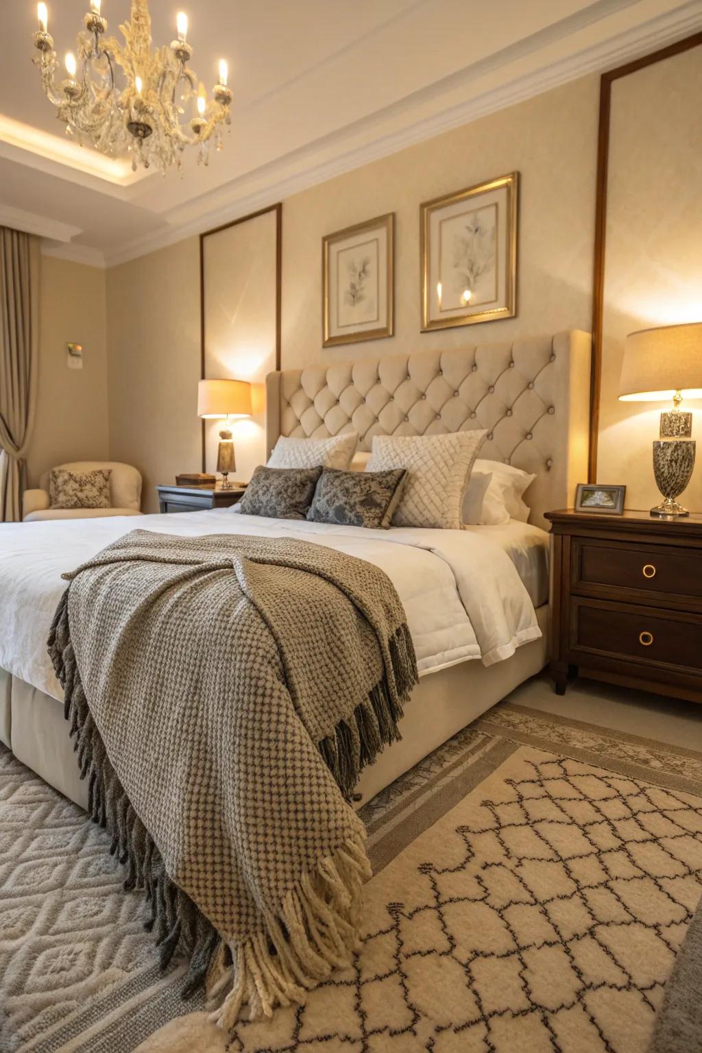 A casually draped throw imparts effortless elegance to this bedroom.