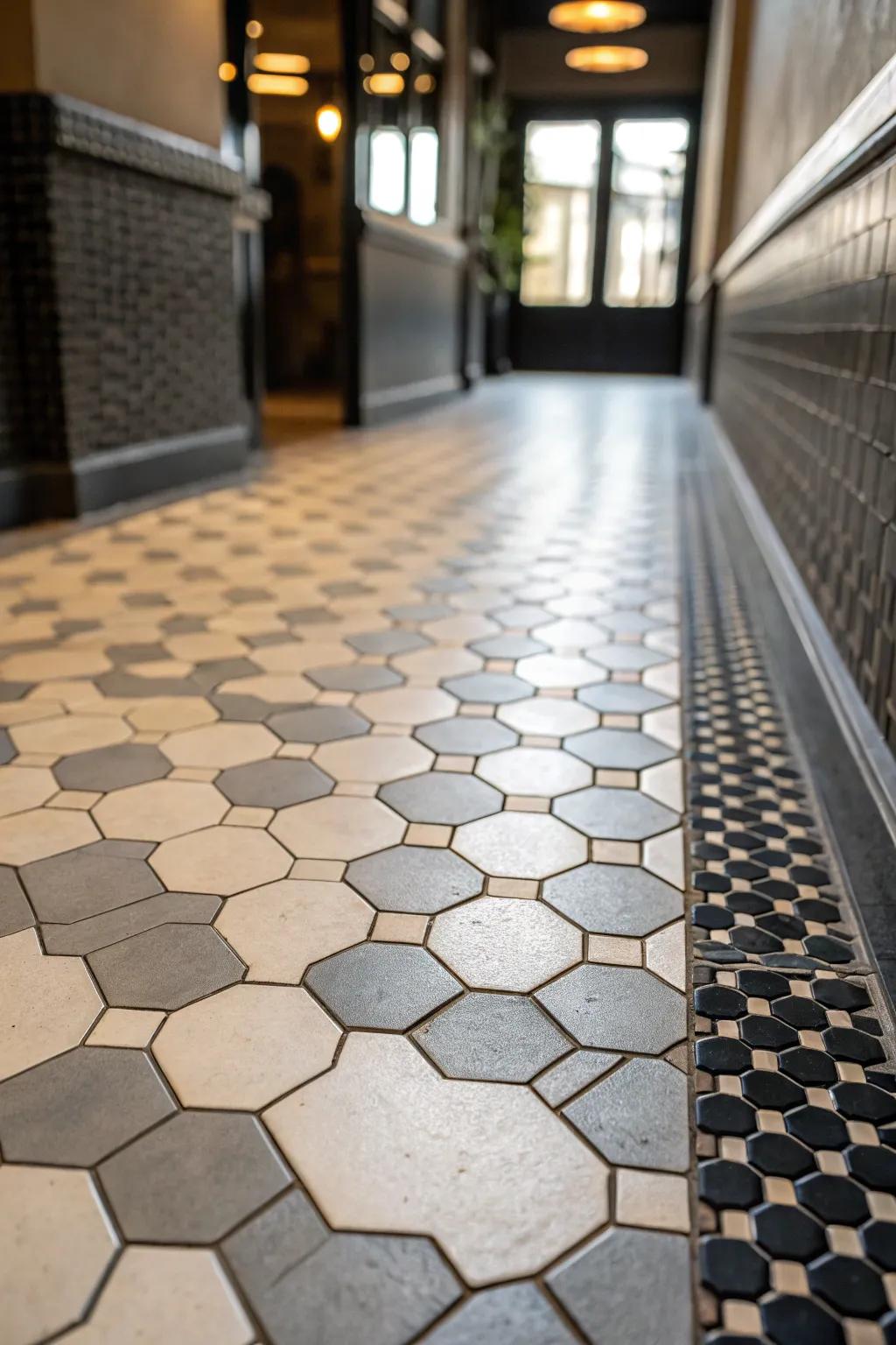 Six-sided pavements craft an enthralling change in this contemporary area.