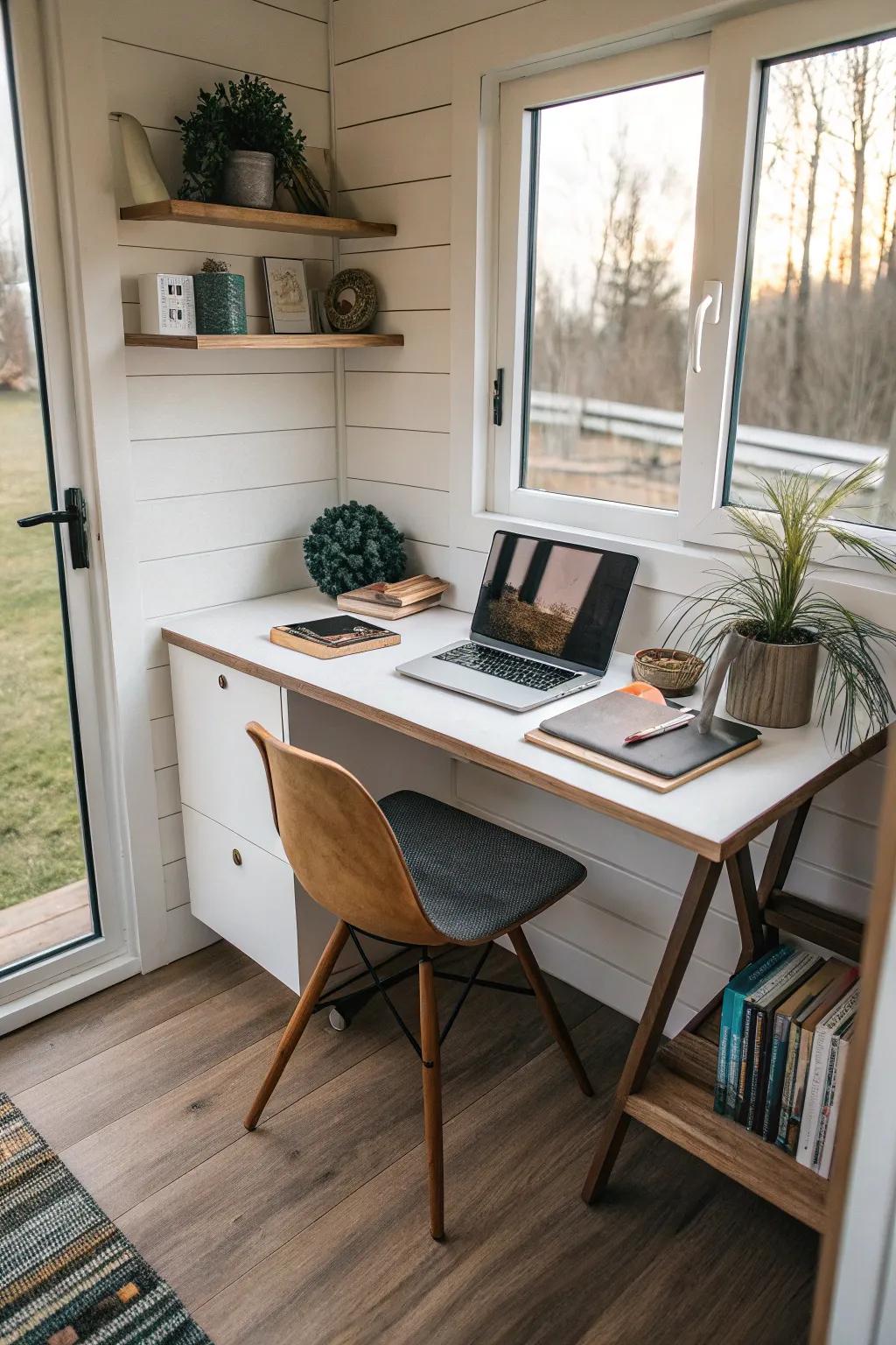 Corner desks stand out as excellent solutions for optimizing restricted space in compact home offices.