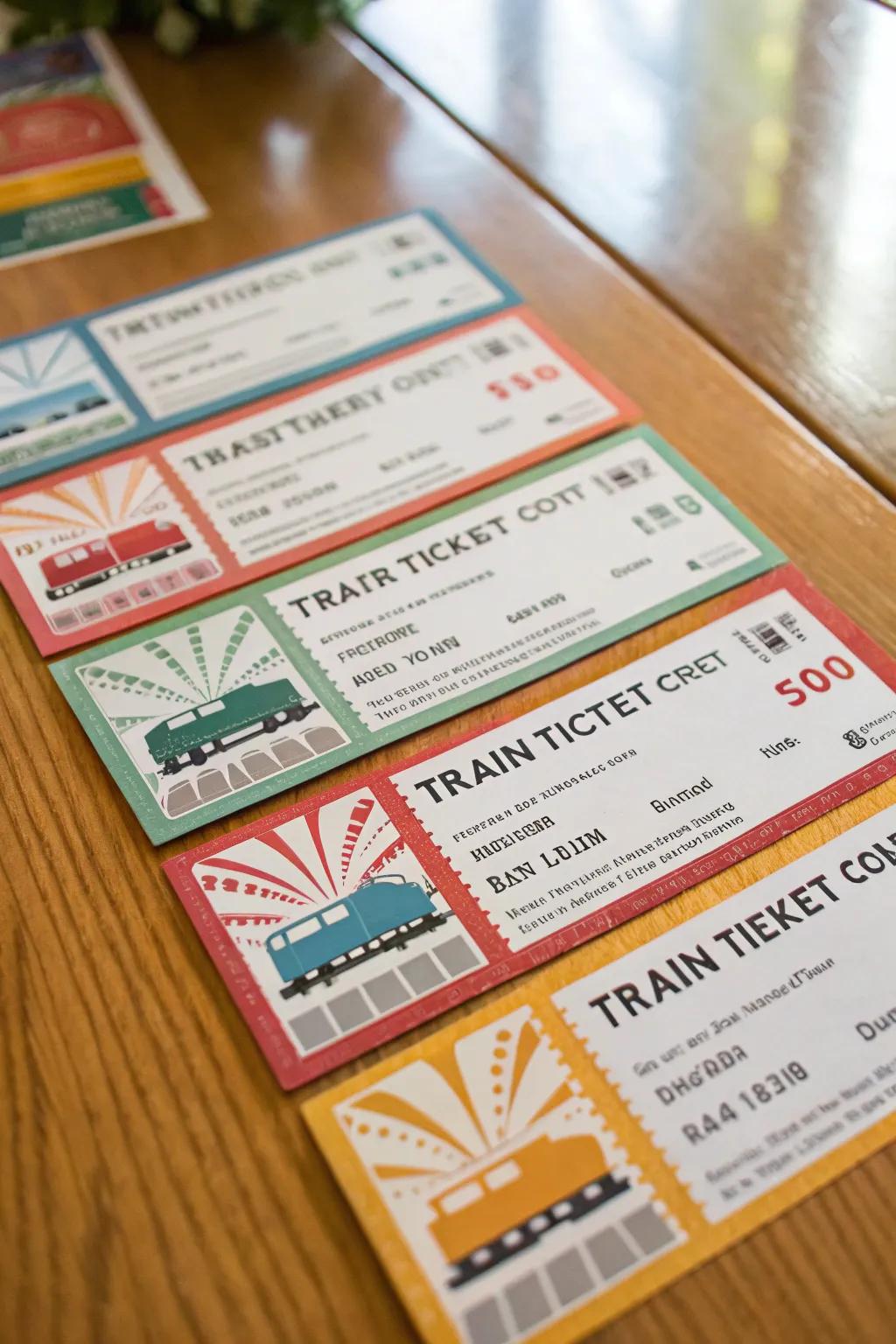 Adorable train ticket invitations to get the party started.