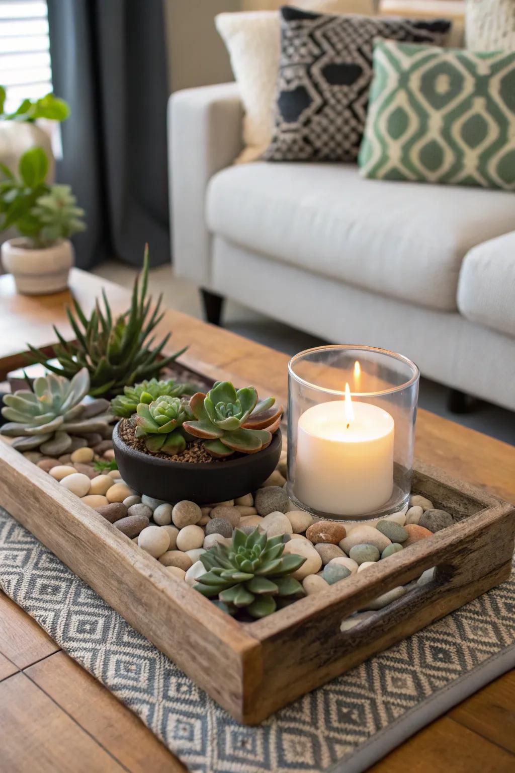 Welcome the outdoors in with nature-inspired pieces on your tray.