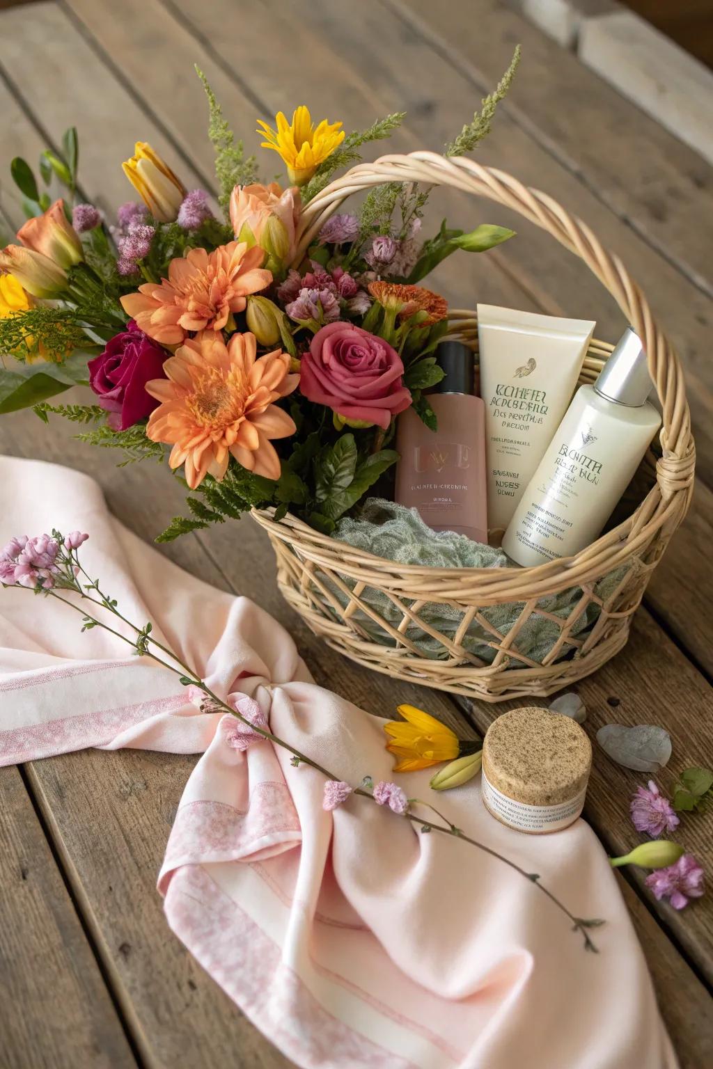 A considerate Mother's Day assortment with floral and skincare luxuries.