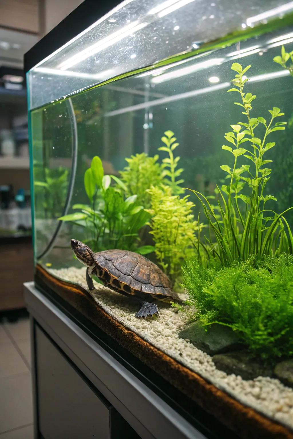 Plants bring a burst of life and organic beauty to your turtle’s tank.