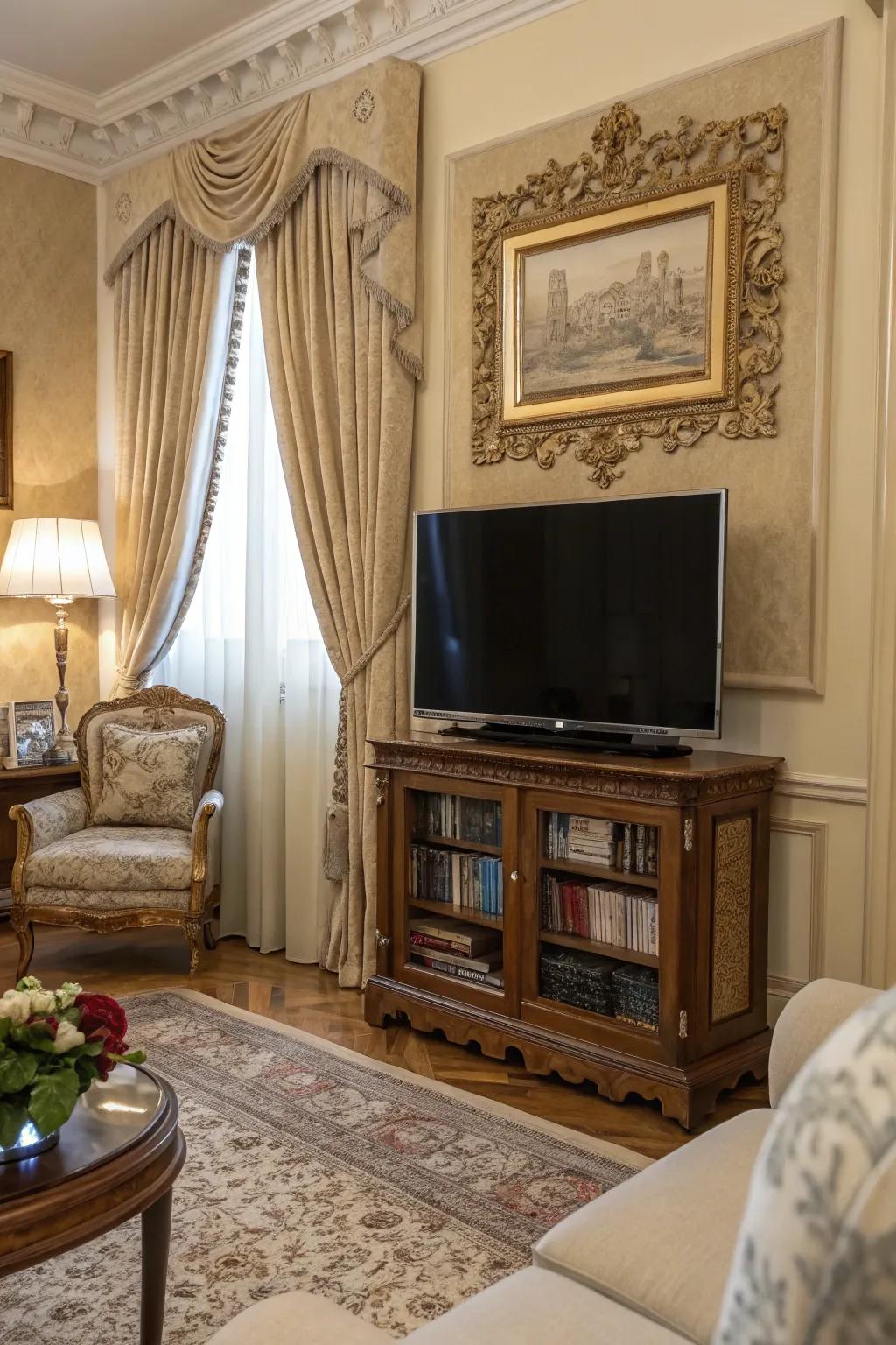 Bring a dash of elegance to your TV setup with a decorative surround.