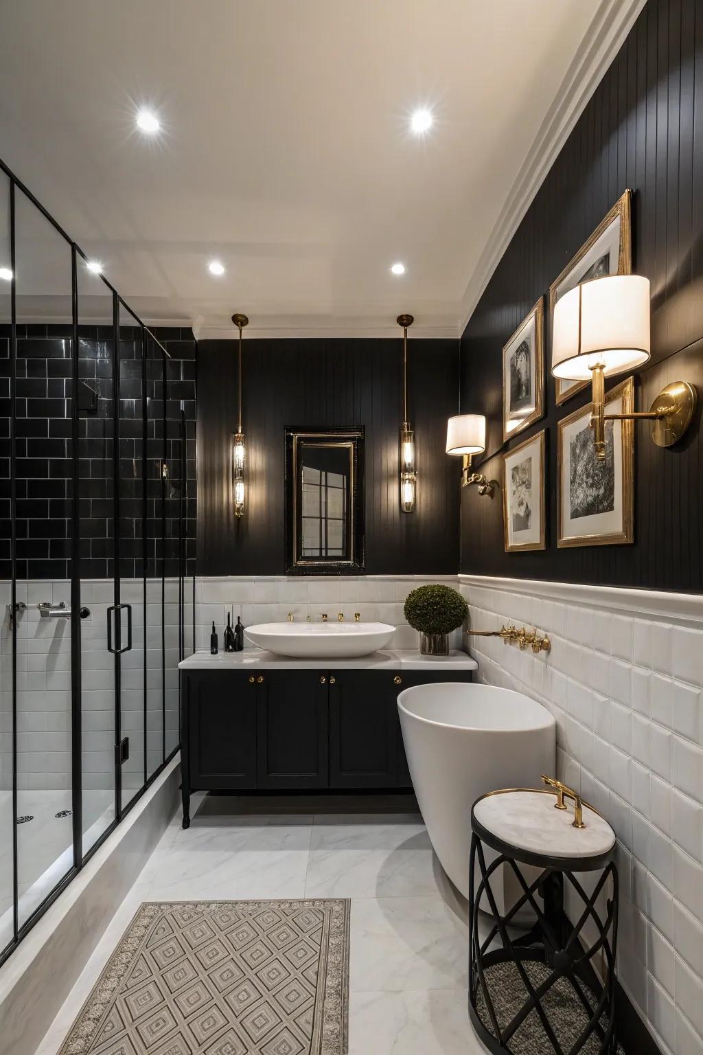 A timeless black and white two-tone wall design that shows off pure elegance.