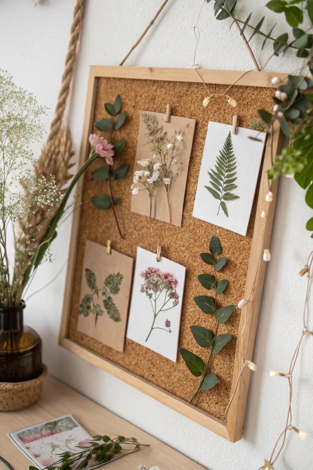 Welcome the outdoors with a bulletin board inspired by nature, where straightforward design meets boho sophistication.