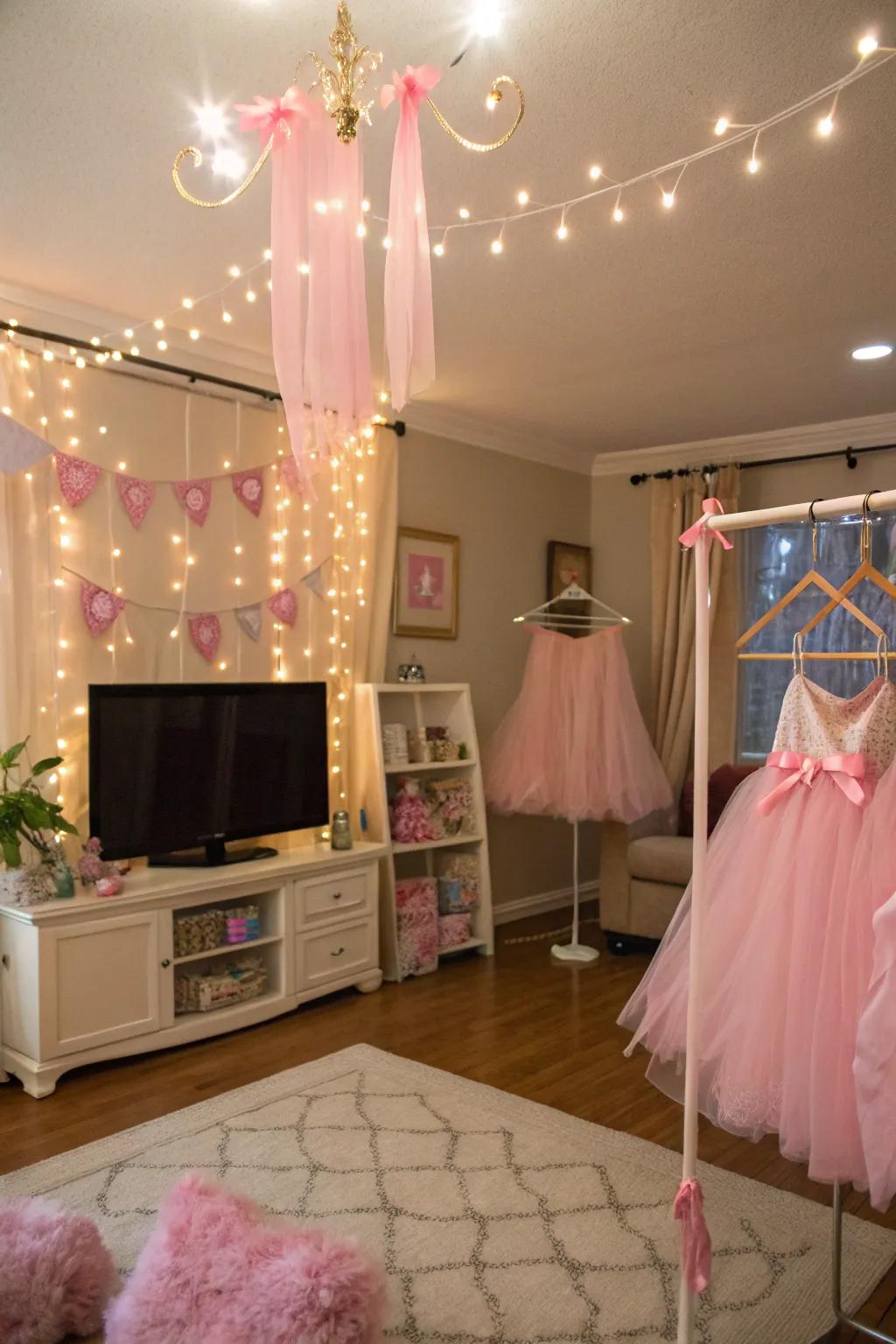 Transform your space into a ballet dreamscape with rose-tinted tutus and delicate ribbons.
