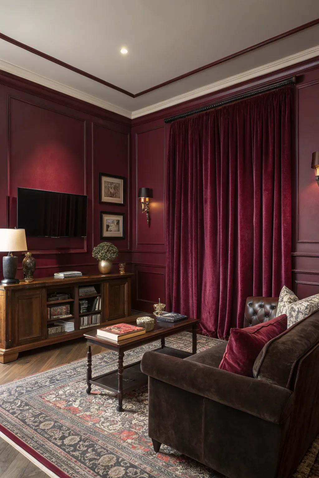 A deep-toned palette prepares the space for a Victorian Gothic vibe.