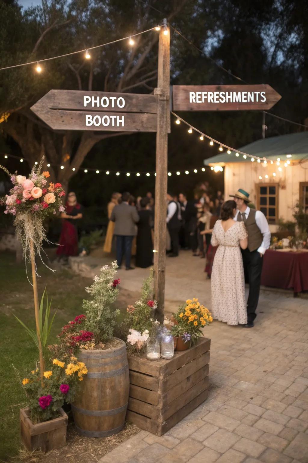 Lovely rustic wooden signs for a vintage Sweet 16 celebration.