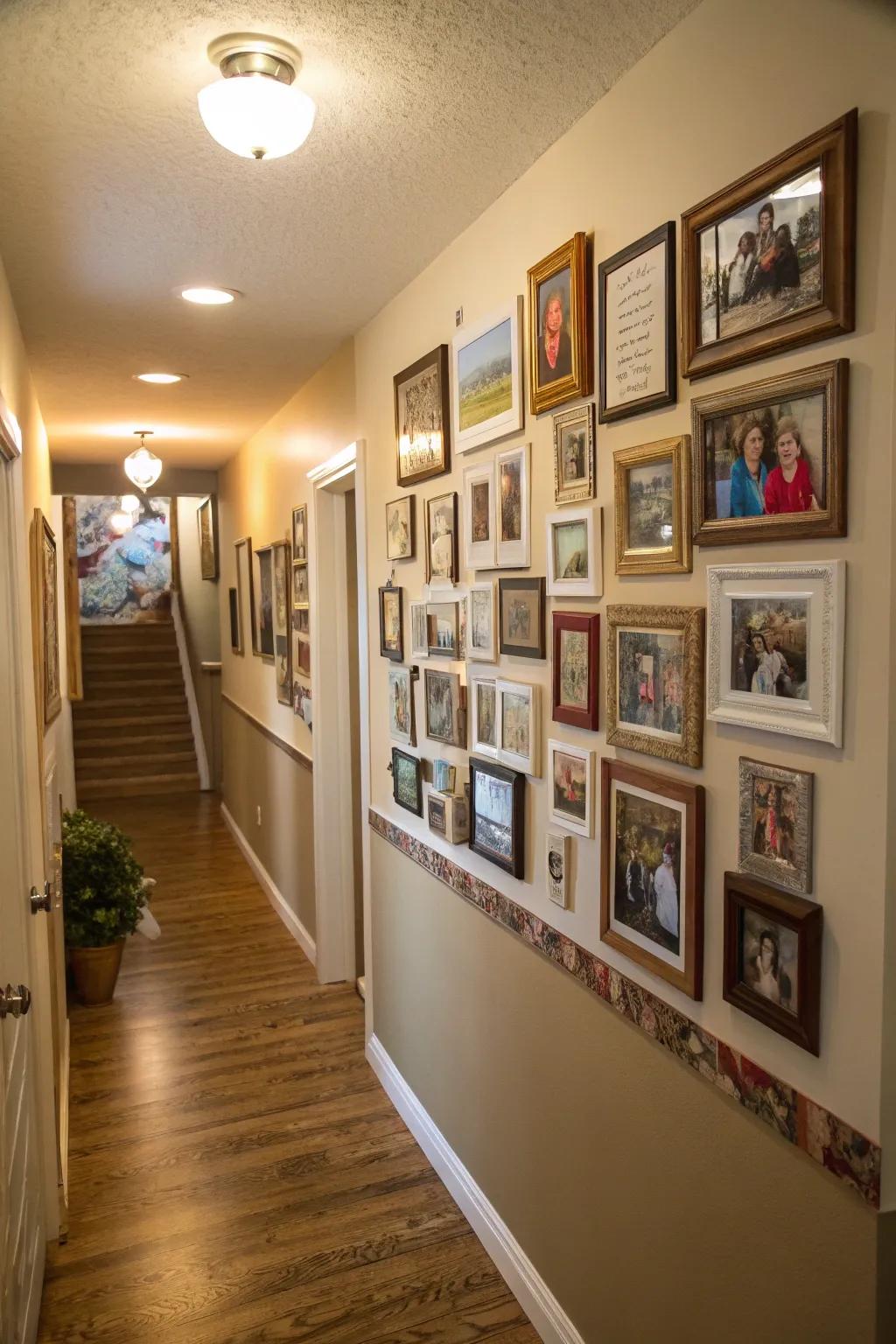A family photo display that fills the heart with personal memories.