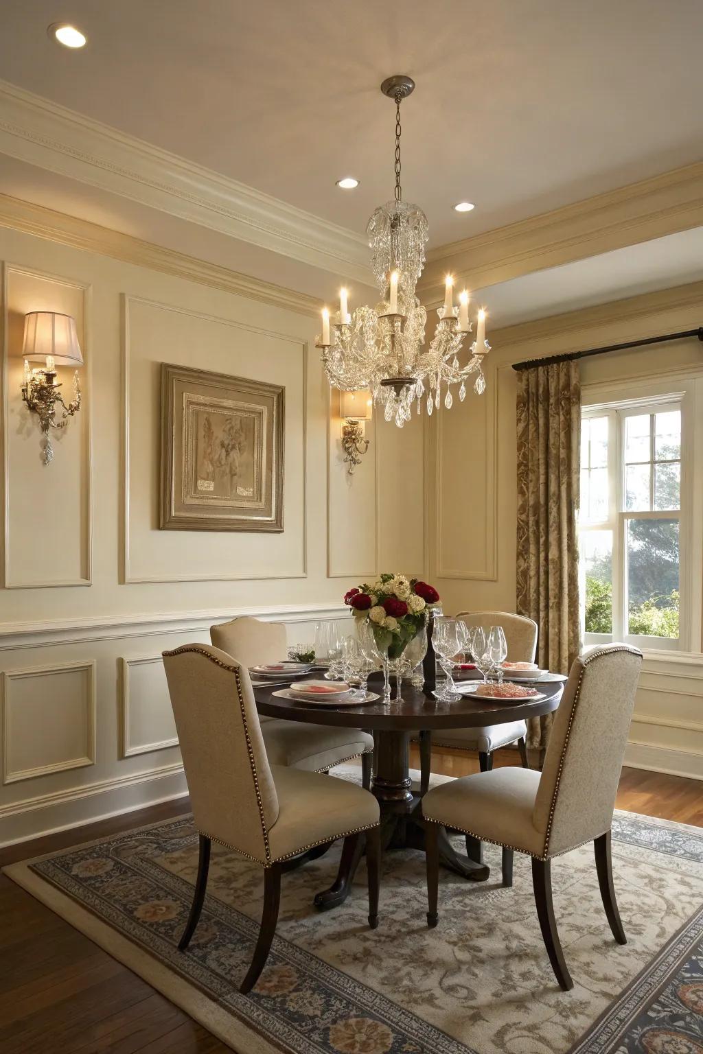 Enhance your dining room with traditional wainscoting.