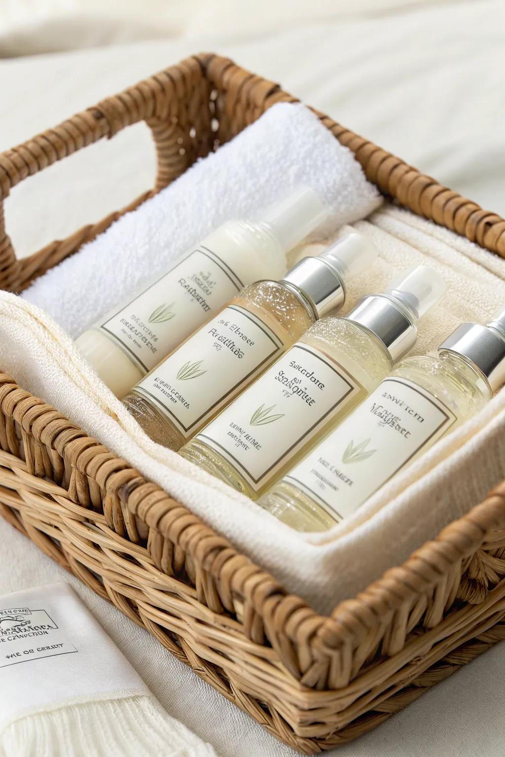 Fundamental toiletries are essential for all wedding bathroom baskets.