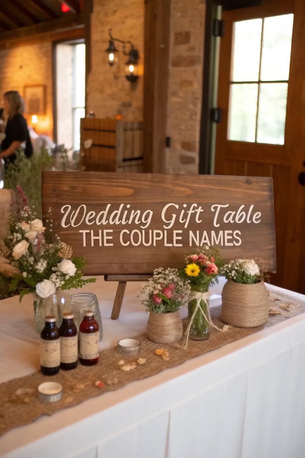 A bespoke wood nameplate for the gift presentation.