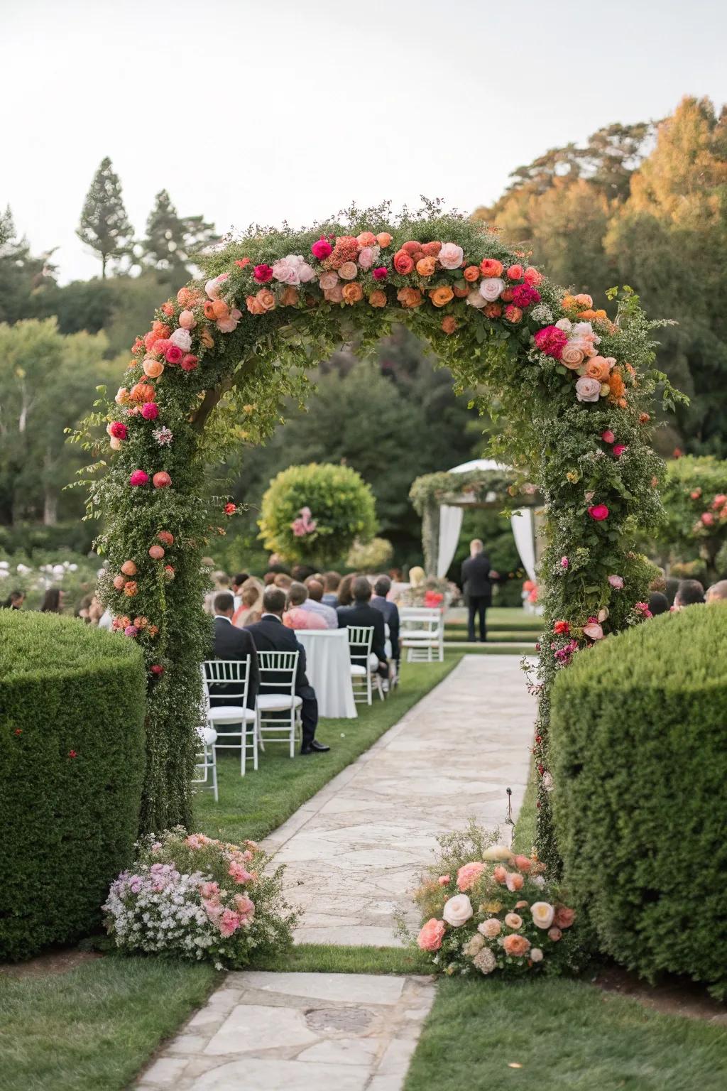 A charming garden wedding amidst nature's elegance.
