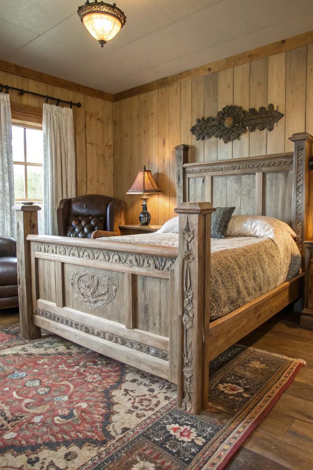 Rustic wooden pieces set the stage for your western escape.