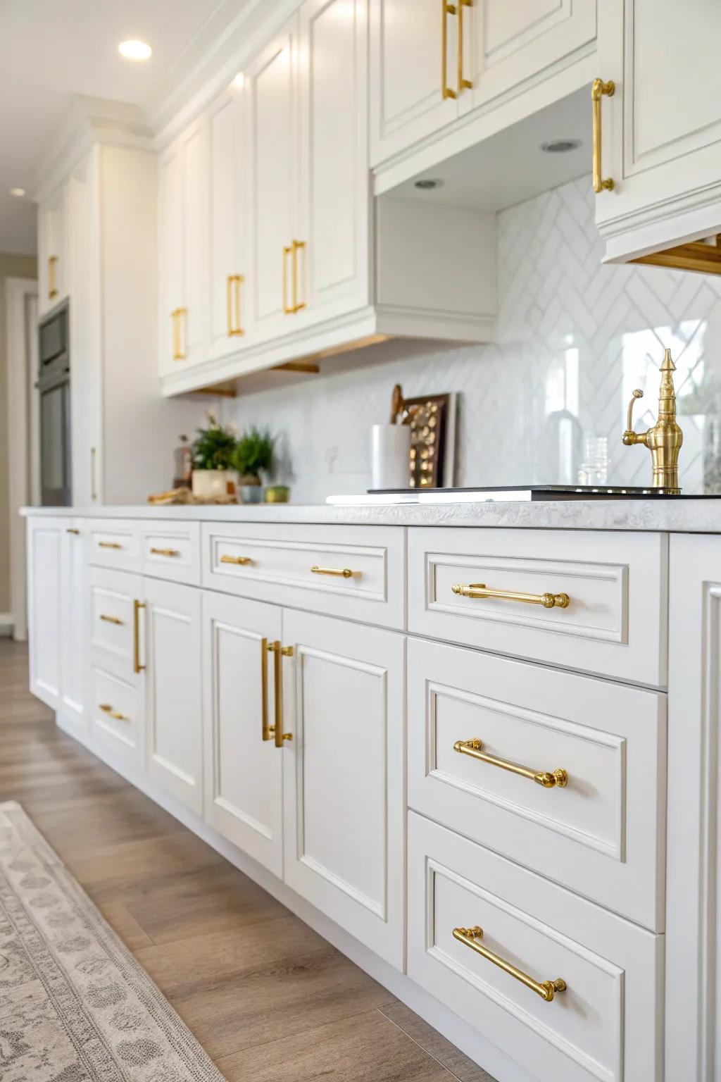 White cabinets offer a clean and adaptable foundation for your kitchen's layout.